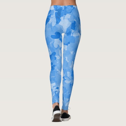Cool Blue Hearts Patroon Meisjes mode Blauwe Vrouw Leggings (Achterkant)