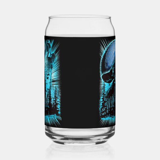 Cool Blue Howling Wolf Moon Pine Forest (Gauche)