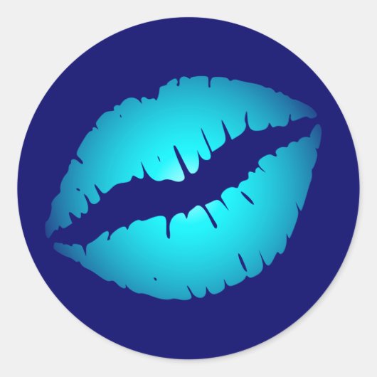 Cool Blue Kiss Ronde Sticker (Voorkant)