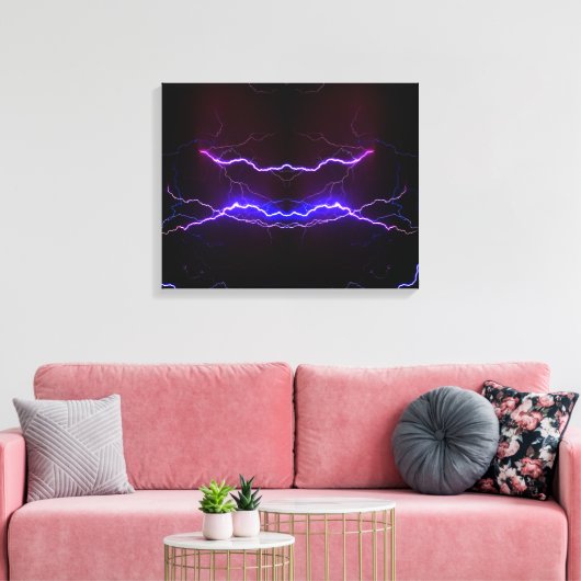 Cool blue lightning storm canvas afdruk (Insitu (Woonkamer))