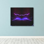 Cool blue lightning storm canvas afdruk (Insitu (Houten vloer))