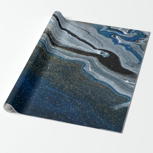 Cool Blue Marble Texture Cadeaupapier (Uitgerold)