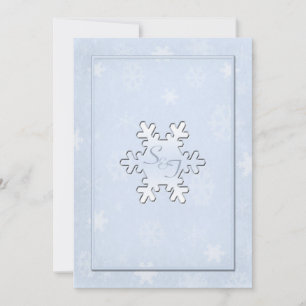 Cool Blue Monogrammed Winter bruiloft uitnodiging