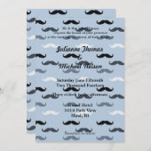 Cool Blue Mustaches Wedding Kaart (Voorkant / Achterkant)