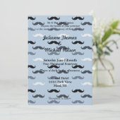 Cool Blue Mustaches Wedding Kaart (Staand voorkant)
