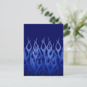 Cool Blue op Blue Racing Flames decoratief Briefkaart (Staand voorkant)