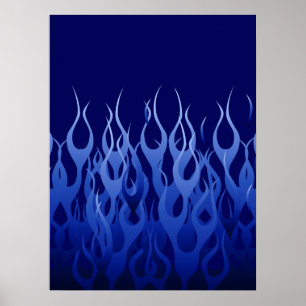 Cool Blue op Blue Racing Flames Poster