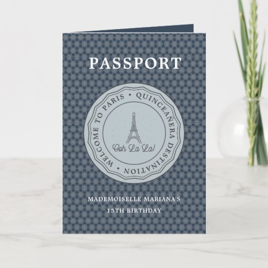 Cool Blue Paris Passport met Afbeelding Quinceañer (Voorkant)
