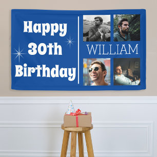Cool Blue Photo Collage Age Birthday Spandoek
