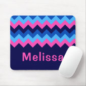 Cool Blue Pink Chevron Monogram Mousepad Muismat (Met muis)