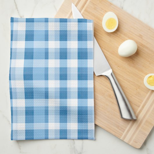 Cool blue plaid tiled pattern theedoek (Quarter Fold)