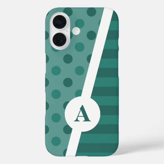 Cool Blue Polka Dot en Stripe Patroon Case-Mate iPhone Case (Achterkant)