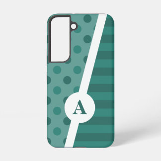 Cool Blue Polka Dot en Stripe Patroon Samsung Galaxy Hoesje