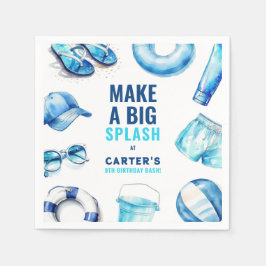 Cool Blue Pool Party Summer Boys Verjaardag Servet