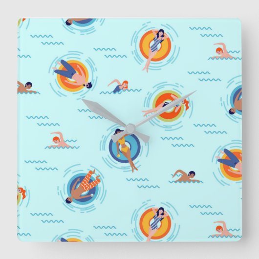 Cool Blue-poolpartij Summer vibe Vierkante Klok (Voorkant)