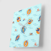 Cool Blue-poolpartij Summer vibe Vierkante Klok (Hoek)