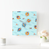 Cool Blue-poolpartij Summer vibe Vierkante Klok (Huis)