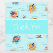 Cool Blue-poolpartij Summer vibe Wijn Etiket (Enkel label)