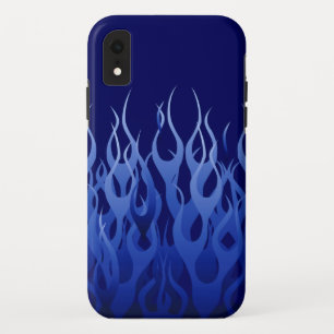 Cool Blue Racing Flames Pin Stripes iPhone XR Hoesje