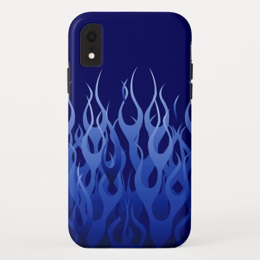 Cool Blue Racing Flames Pin Stripes Case-Mate iPhone Case (Achterkant)
