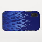 Cool Blue Racing Flames Pin Stripes Case-Mate iPhone Case (Achterkant (horizontaal))