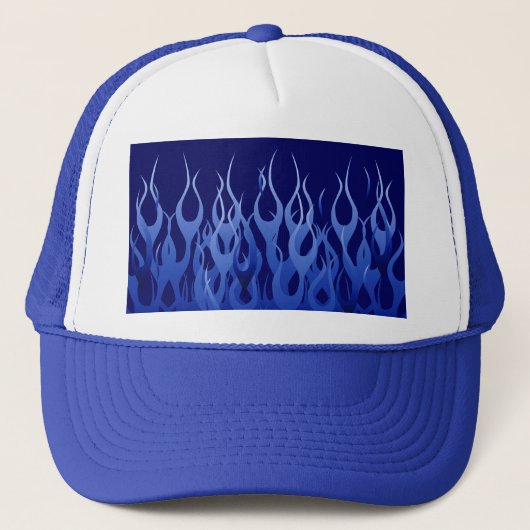 Cool Blue Racing Flames Trucker Pet (Voorkant)
