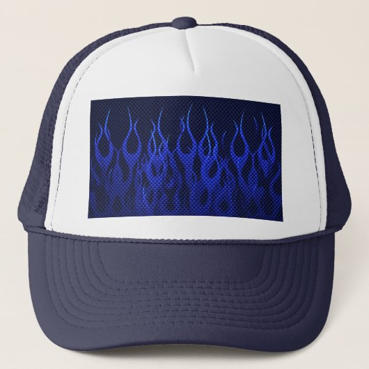 Cool Blue Racing Flames Trucker Pet (Voorkant)