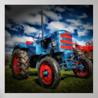 Cool Blue Red Antiek Tractor-cadeaus voor landbouw