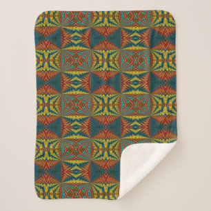 Cool Blue Red Yellow Retro Geometrische etnische s Sherpa Deken