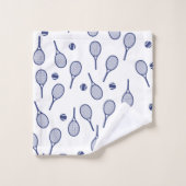 Cool Blue Retro Racquets Pattern Tennis Player Bad Handdoek (Wasdoekje)
