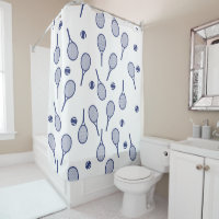 Cool Blue Retro Racquets Pattern Tennis Player