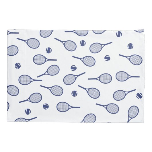 Cool Blue Retro Racquets Pattern Tennis Player Kussensloop (Achterkant)