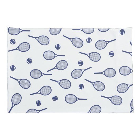 Cool Blue Retro Racquets Pattern Tennis Player Kussensloop (Achterkant-Rechts)