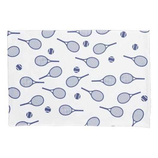 Cool Blue Retro Racquets Pattern Tennis Player Kussensloop (Voorkant-Links)