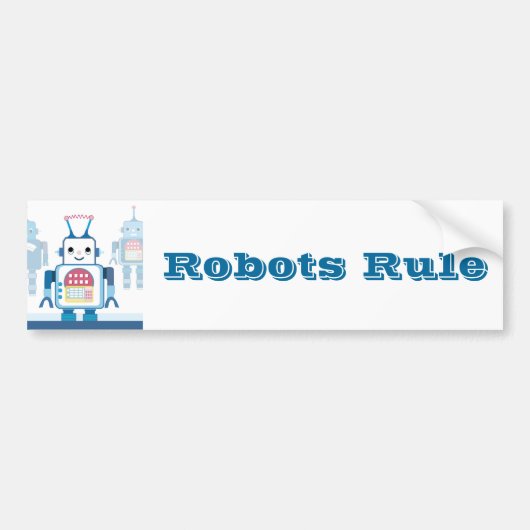 Cool Blue Robot Gifts Novelties Bumpersticker (Voorkant)