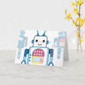 Cool Blue Robot Gifts Novelties Kaart (Gele Bloem)