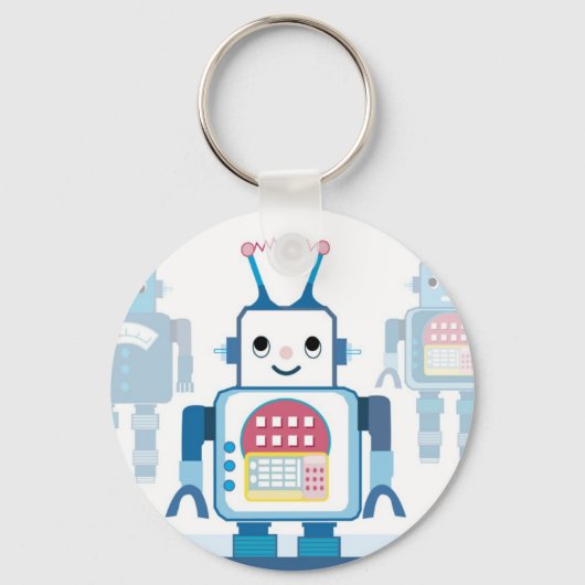 Cool Blue Robot Gifts Novelties Sleutelhanger (Voorkant)