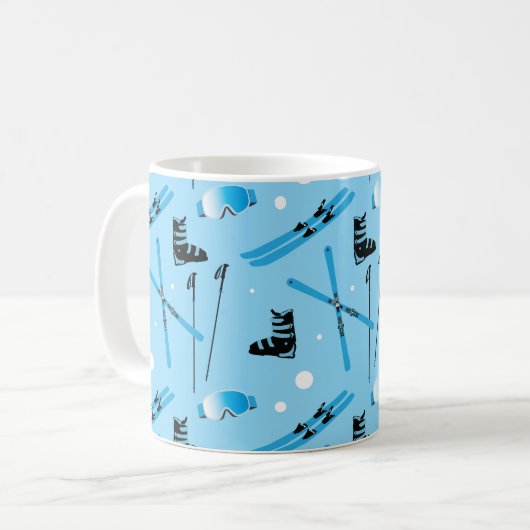 Cool Blue Skiing Koffiemok (Voorkant links)