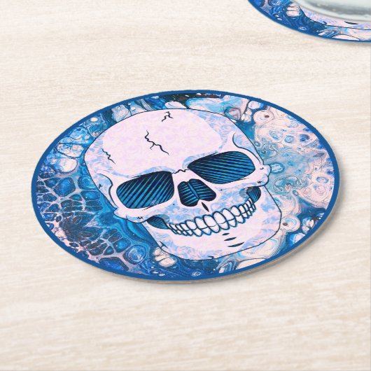 Cool Blue Skull Ronde Kartonnen Onderzetter (Gebogen)