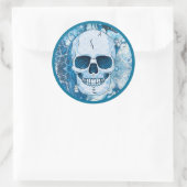 Cool Blue Skull Ronde Sticker (Tas)
