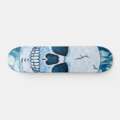 Cool Blue Skull Skateboard (Horizontaal)