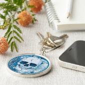 Cool Blue Skull Sleutelhanger (Zijkant)
