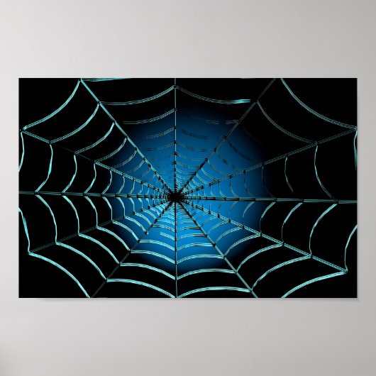 Cool Blue Spider Web Poster (Voorkant)
