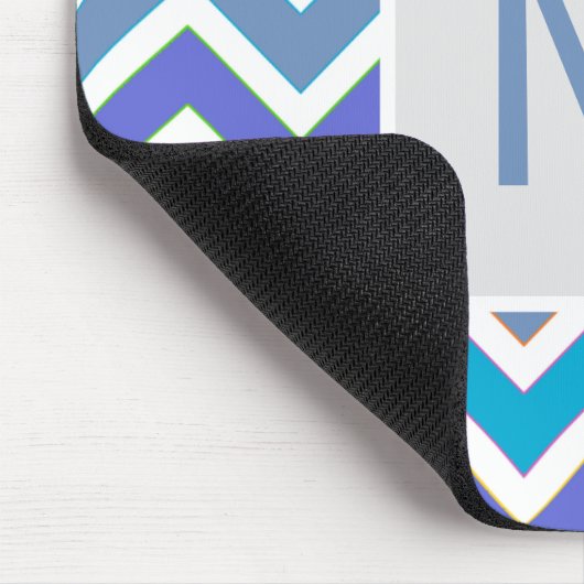 Cool Blue Sporty Chevron Pattern Monogram Muismat (Hoek)