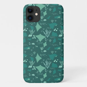 Cool Blue Sting Ray Marine Wildlife Patroon iPhone 11 Hoesje