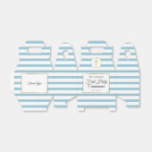 Cool Blue Stripe Gold First Heilige Communie Bedankdoosjes (Uitgevouwen)