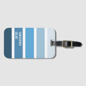 Cool Blue Stripes Reizen Bagagelabel (Voorkant (horizontaal))