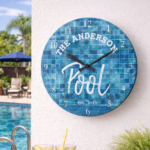 Cool Blue Tile Swimming Pool Family Name Custom La Grote Klok