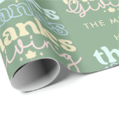 Cool blue Tones Retro Thanksgiving Typografie Cadeaupapier (Rol Hoek)