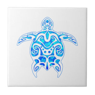 Cool Blue Tribal Turtle Tegeltje